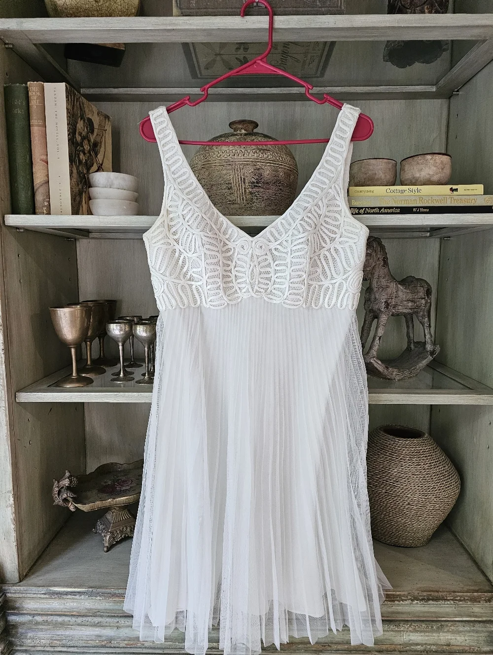 Sue Wong Nocturne Dress 10 Formal Gown Silken Pleated Embroidered Lace White - Picture 2 of 8